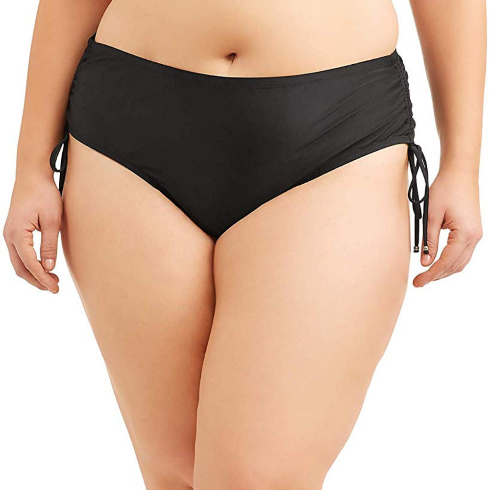 Time and Tru Ladies Black Tie High Waist Swimsuit Bottom Plus Size 2X 20W-22W